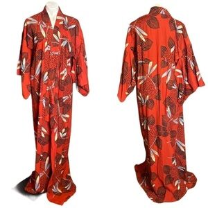 Gorgeous Japanese Kimono traditional 100% cotton extra long Unisex vintage